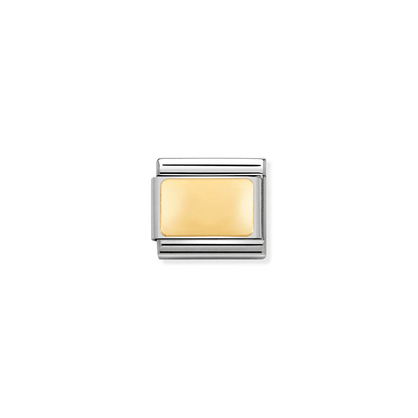 Nomination COMPOSABLE CLASSIC ENGRAVED SIGNS aus Edelstahl, mit 18Kt Gold verziert, (01_Plakette glatt)