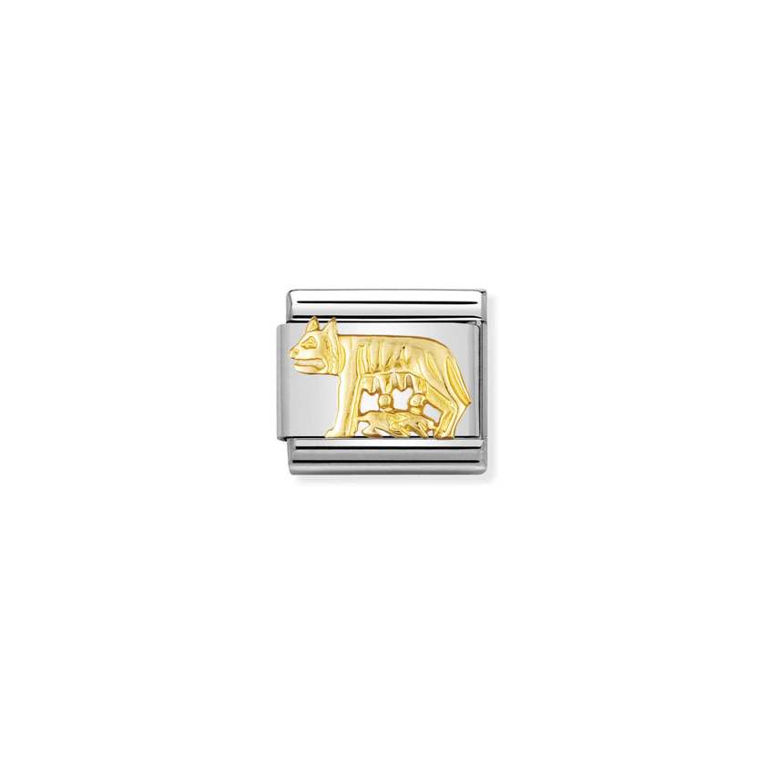 Nomination Composable Classic RELIEF Edelstahl und 18K-Gold (15_Wolfin)