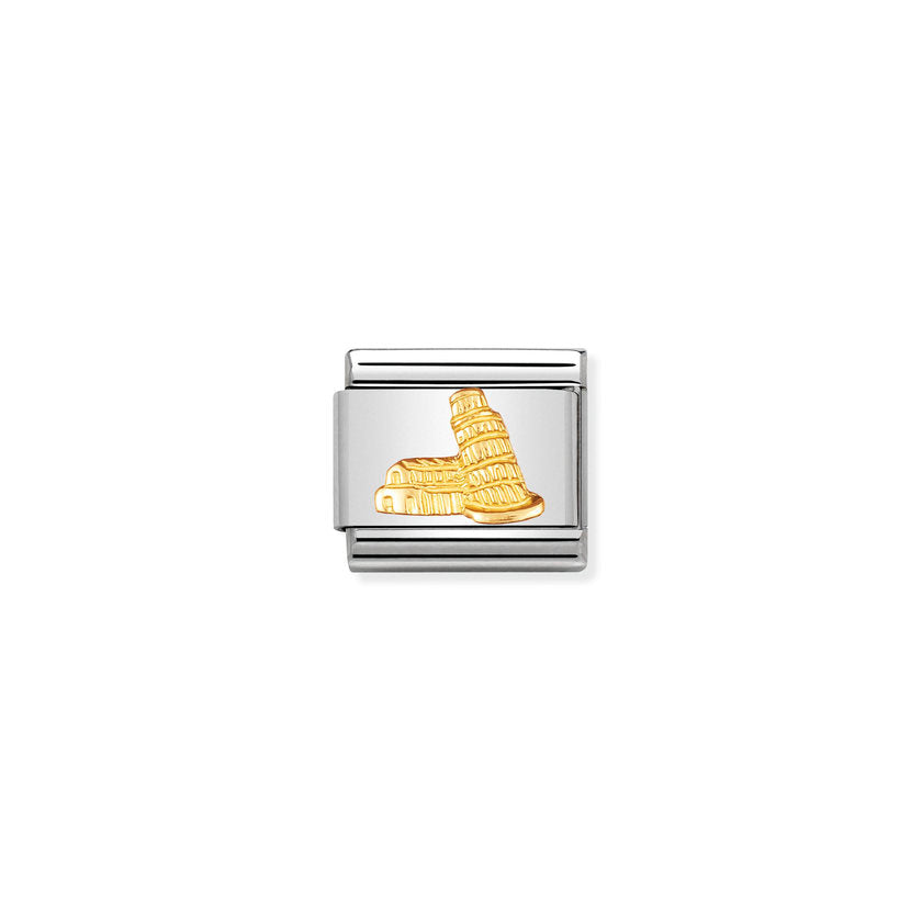 Nomination Composable Classic RELIEF MONUMENT Edelstahl und 18K-Gold (09_Schiefer Turm von Pisa)