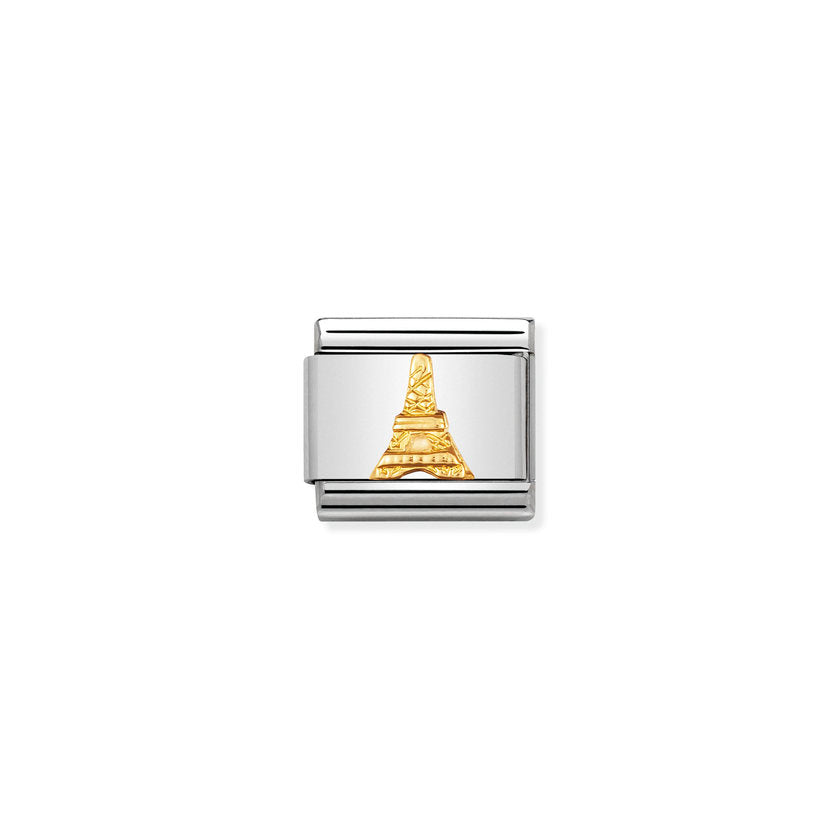 Nomination Composable Classic RELIEF MONUMENT Edelstahl und 18K-Gold (15_Eiffel-Turm)
