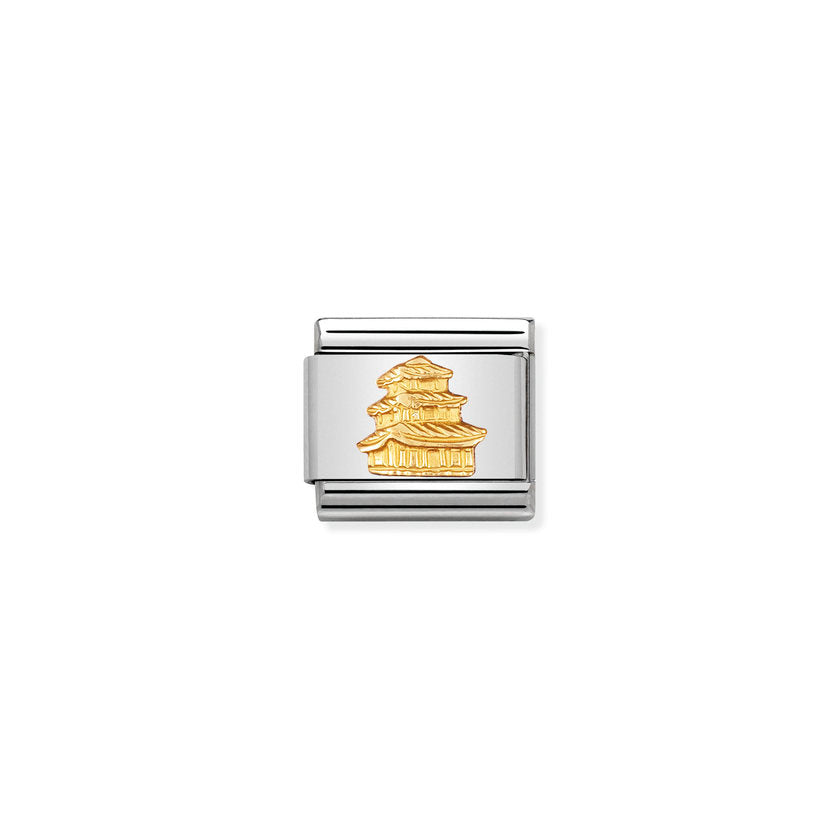 Nomination Composable Classic RELIEF MONUMENT Edelstahl und 18K-Gold (16_Pagode)