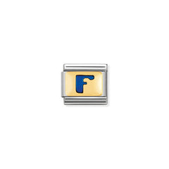 Nomination Composable Classic BUCHST, BLAU Edelstahl, Email und 18K-Gold (06_F)