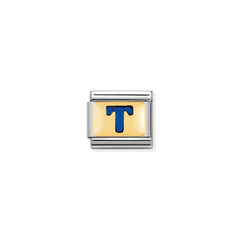 Nomination Composable Classic BUCHST, BLAU Edelstahl, Email und 18K-Gold (20_T)