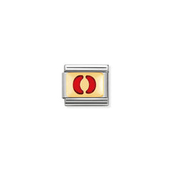 Nomination Composable Classic BUCHST, ROT Edelstahl, Email und 18K-Gold (15_O)