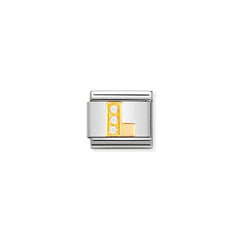 Nomination Comp, Classic BUCHST, Edelstahl, 18K-Gold und Cubic Zirc, (12_L)