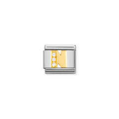 Nomination Comp, Classic BUCHST, Edelstahl, 18K-Gold und Cubic Zirc, (14_N)