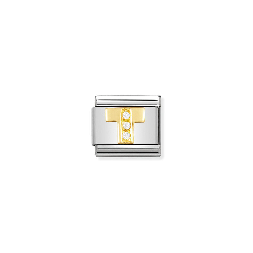 Nomination Comp, Classic BUCHST, Edelstahl, 18K-Gold und Cubic Zirc, (20_T)