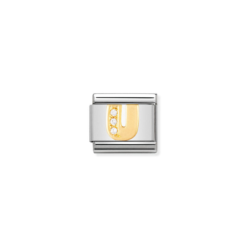 Nomination Comp, Classic BUCHST, Edelstahl, 18K-Gold und Cubic Zirc, (21_U)