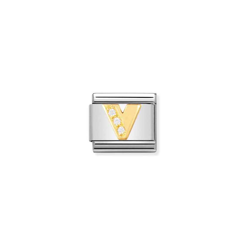 Nomination Comp, Classic BUCHST, Edelstahl, 18K-Gold und Cubic Zirc, (22_V)