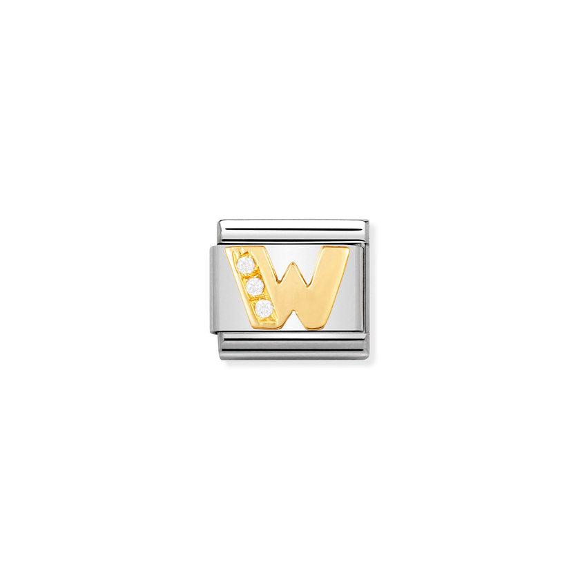 Nomination Comp, Classic BUCHST, Edelstahl, 18K-Gold und Cubic Zirc, (23_W)