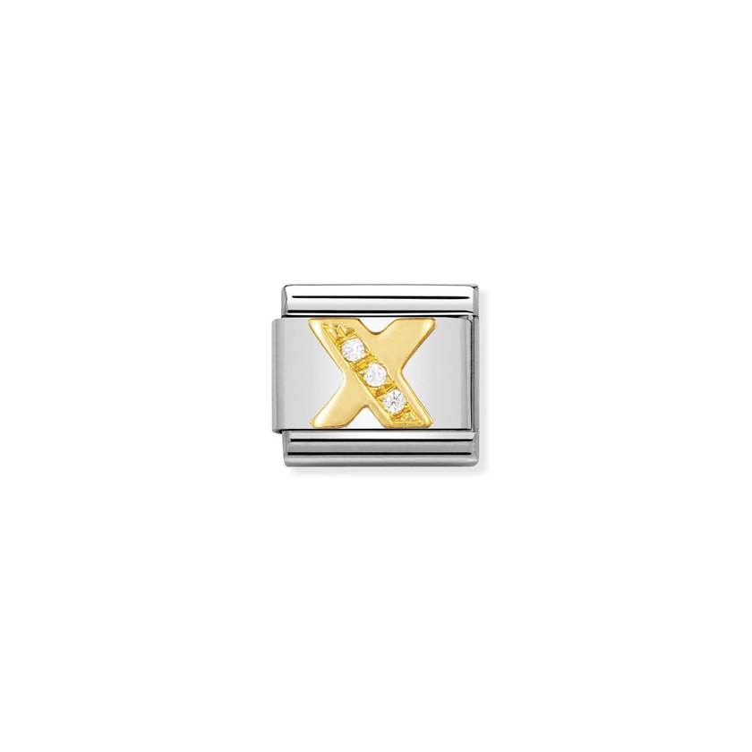 Nomination Comp, Classic BUCHST, Edelstahl, 18K-Gold und Cubic Zirc, (24_X)