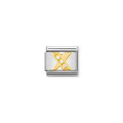 Nomination Comp, Classic BUCHST, Edelstahl, 18K-Gold und Cubic Zirc, (24_X)