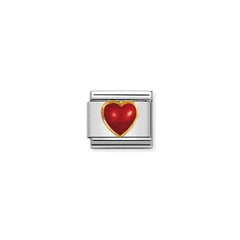 Nomination Composable Classic EDELSTEINE HERZ aus Edelstahl und 18K-Gold (11_KORALLE ROT)