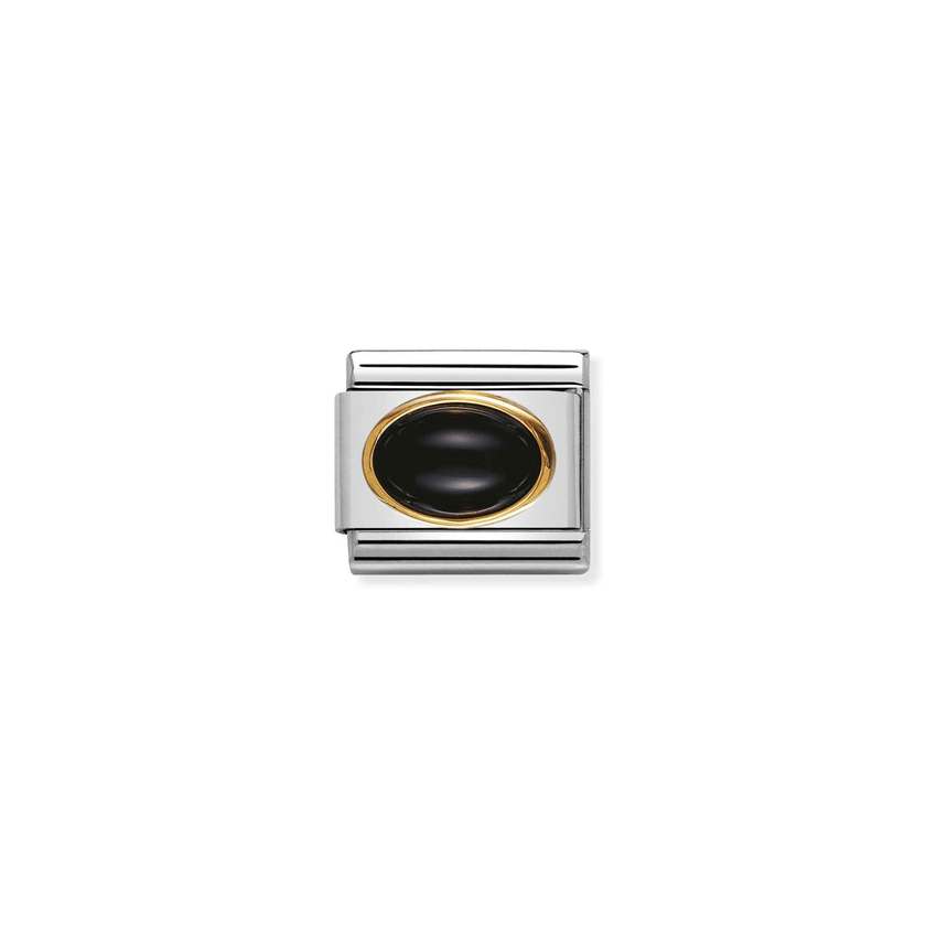 Nomination COMPOSABLE CLASSIC Edelsteine, Edelstahl und 18k gold (02_ACHAT SCHWARZ)