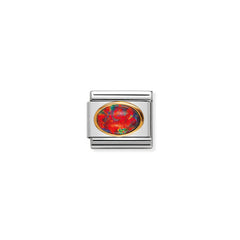 Nomination COMPOSABLE CLASSIC Edelsteine, Edelstahl und 18k gold (08_OPAL ROT)