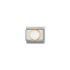 Nomination Composable Classic EDELSTEINE RUND aus Edelstahl und 18K-Gold (07_OPAL WEISS)