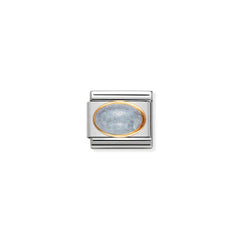 Nomination Composable Classic HALBEDELST, OVAL aus Edelstahl und 18K-Gold (01_AQUAMARIN)
