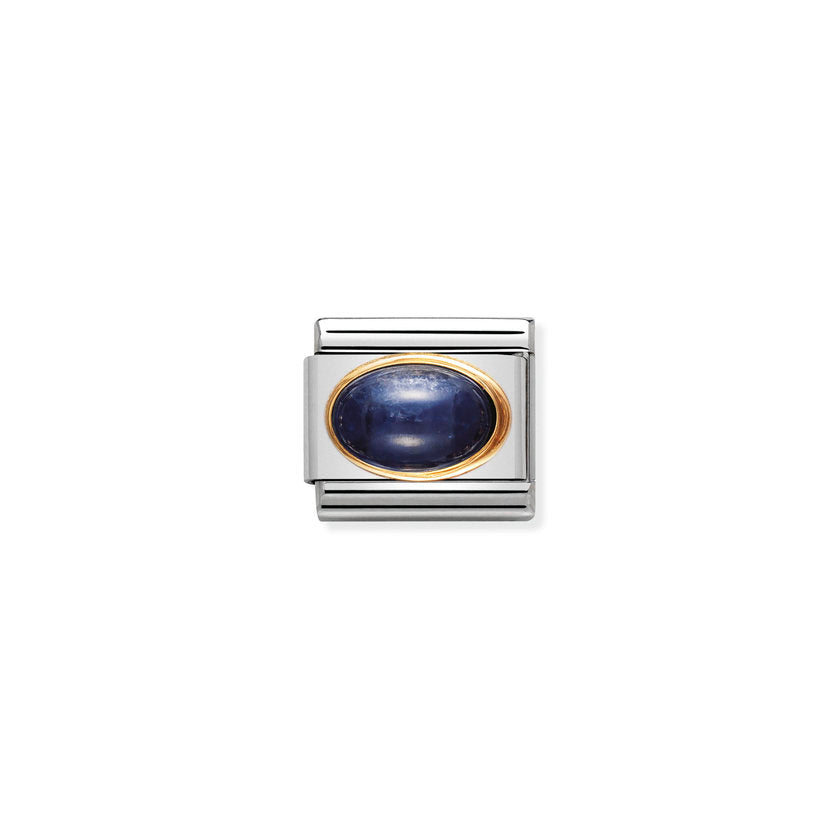 Nomination Composable Classic HALBEDELST, OVAL aus Edelstahl und 18K-Gold (08_SAPHIR)