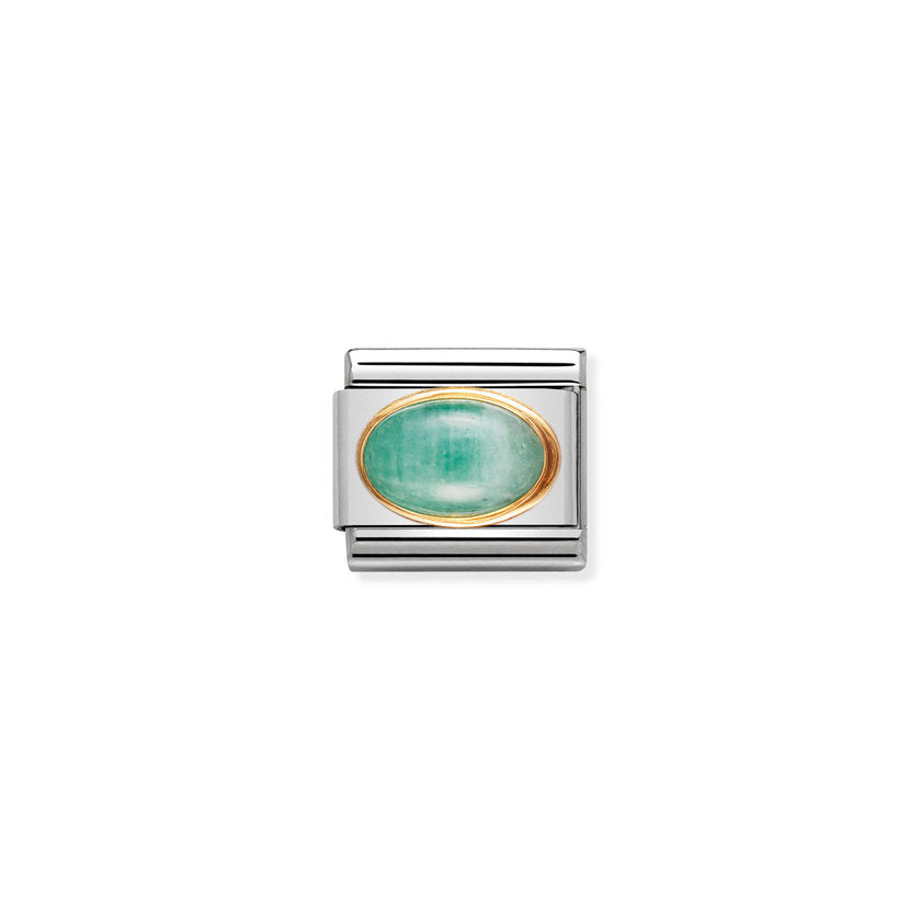 Nomination Composable Classic HALBEDELST, OVAL aus Edelstahl und 18K-Gold (09_SMARAGD)
