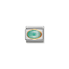 Nomination Composable Classic HALBEDELST, OVAL aus Edelstahl und 18K-Gold (09_SMARAGD)