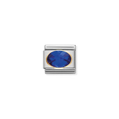 Nomination Comp, Classic CUBIC ZIRCONIA FACETTIERT Edelstahl, 18K-Gold (007_BLAU)
