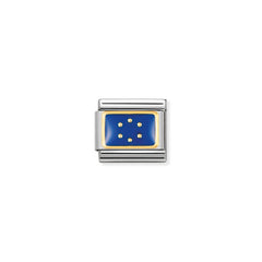 Nomination Composable Classic FLAGGE EUROPA Edelstahl, Email und 18K-Gold (24_EUROPA BLAU)