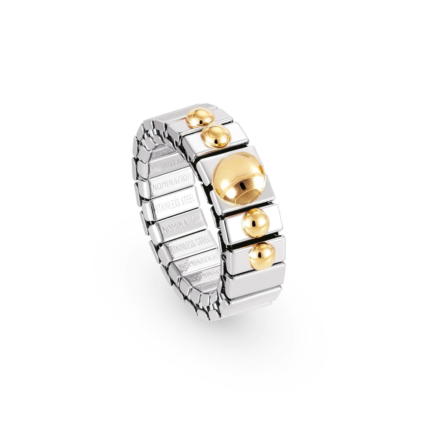 Nomination Ringe XTE SMALL aus Edelstahl und 18K-Gold mit 1 Symbol (008_Kugelchen)