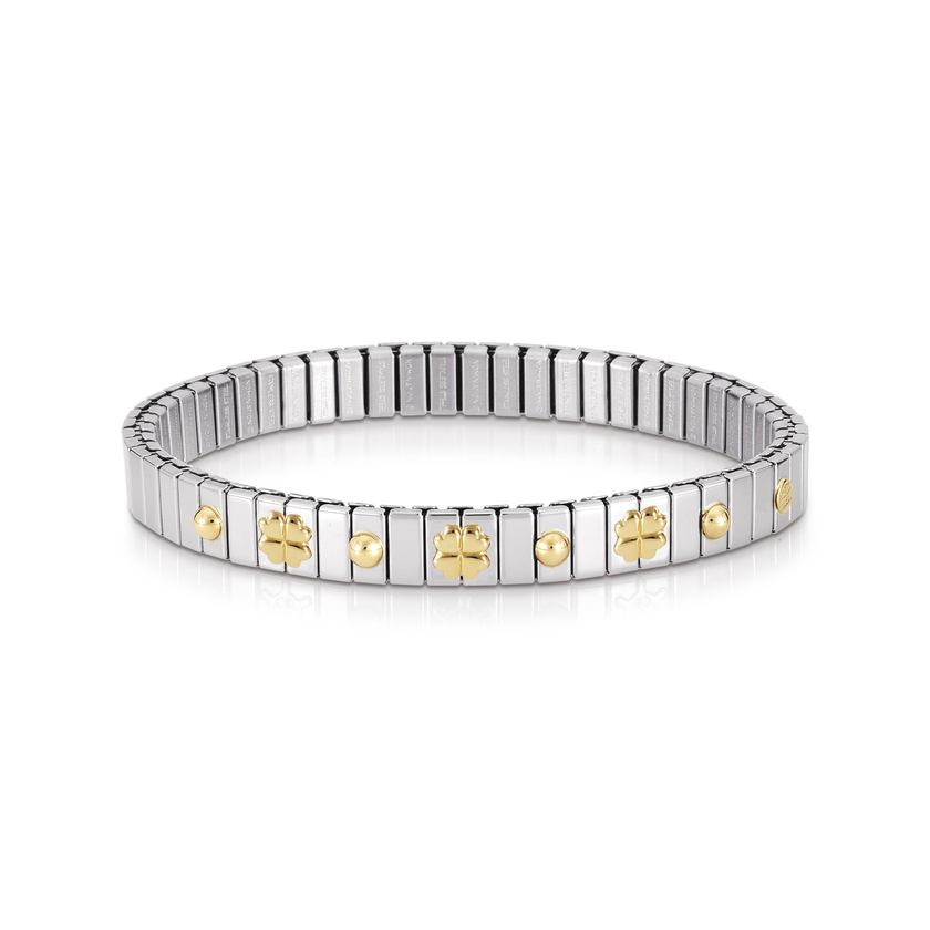 Nomination Armbander XTE SMALL aus Edelstahl und 18K-Gold mit drei Symbolen (004_Glucksklee)