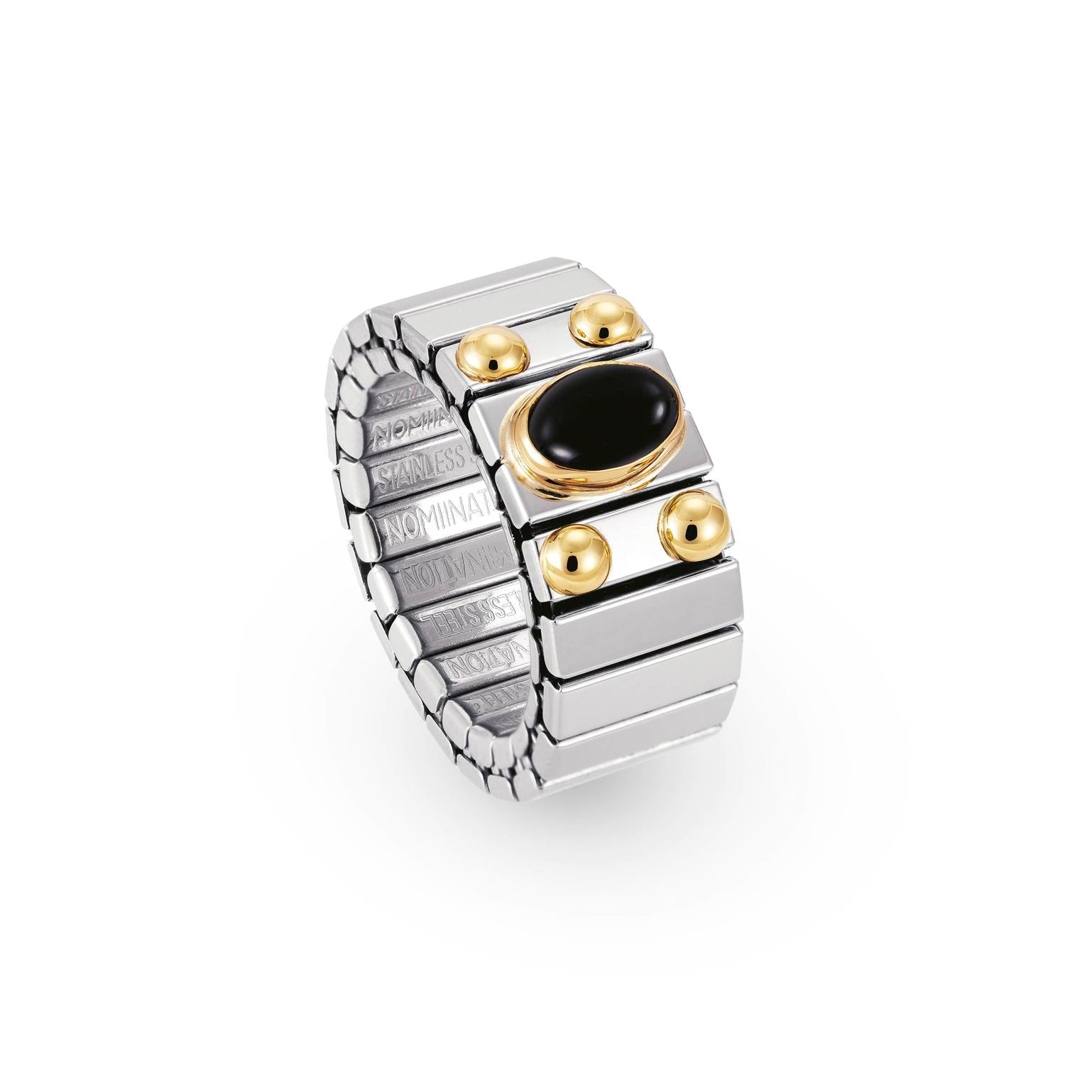 Nomination Ringe XTE MEDIUM aus Edelstahl und 18K-Gold mit 1 Edelstein (002_ACHAT SCHWARZ)