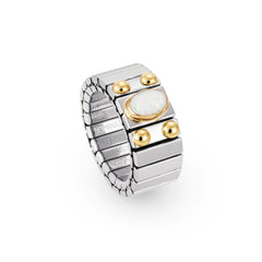 Nomination Ringe XTE MEDIUM aus Edelstahl und 18K-Gold mit 1 Edelstein (007_OPAL WEISS)