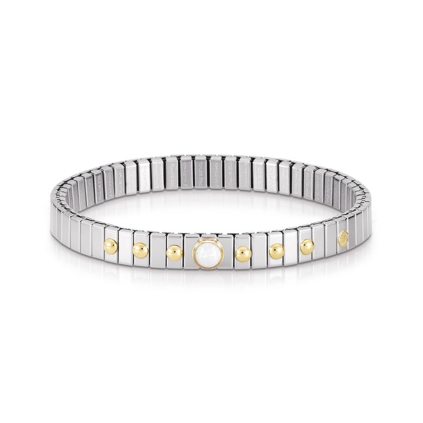 Nomination Armbander XTE SMALL aus Edelstahl und 18K-Gold mit 1 Edelstein (007_OPAL WEISS)