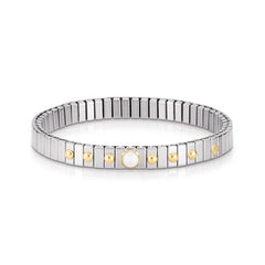 Nomination Armbander XTE SMALL aus Edelstahl und 18K-Gold mit 1 Edelstein (007_OPAL WEISS)