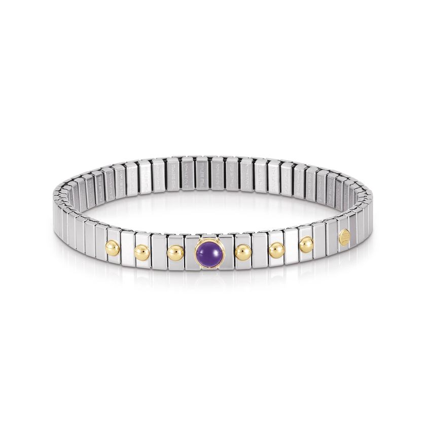 Nomination Armbander XTE SMALL Edelstahl und 18K-Gold und 1 Halbedelstein (002_AMETHYST)