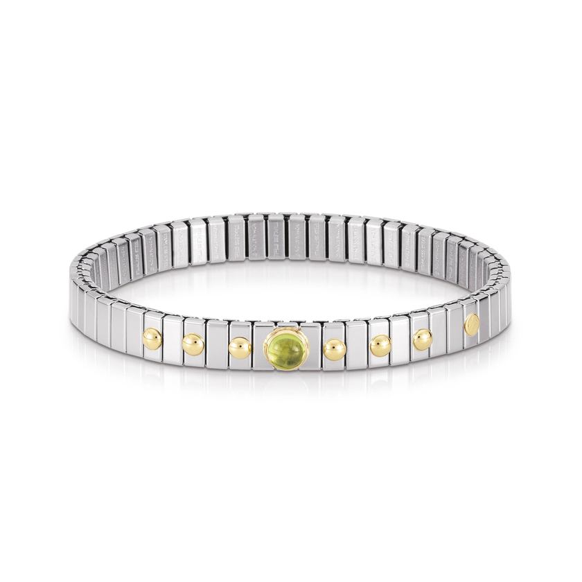 Nomination Armbander XTE SMALL Edelstahl und 18K-Gold und 1 Halbedelstein (005_PERIDOT)