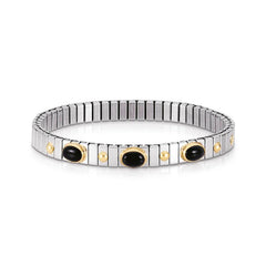 Nomination Armbander XTE SMALL aus Edelstahl und 18K-Gold mit drei Edelsteinen (002_ACHAT SCHWARZ)