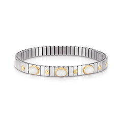 Nomination Armbander XTE SMALL aus Edelstahl und 18K-Gold mit drei Edelsteinen (007_OPAL WEISS)