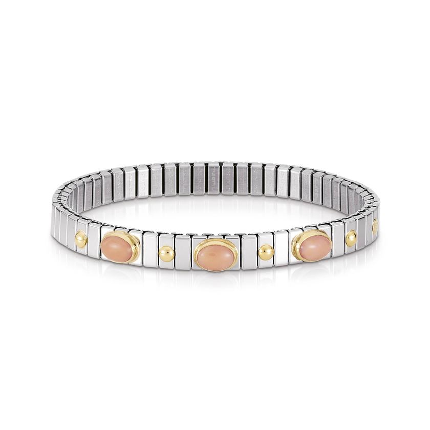 Nomination Armbander XTE SMALL aus Edelstahl und 18K-Gold mit drei Edelsteinen (010_KORALLE ROSA)