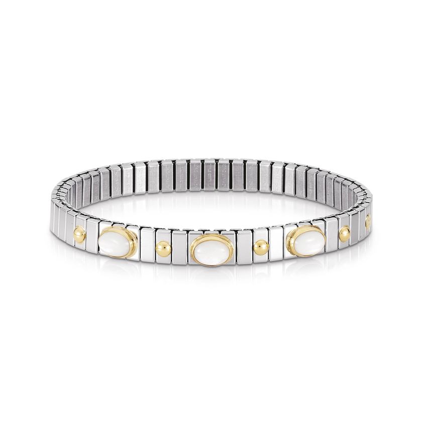 Nomination Armbander XTE SMALL aus Edelstahl und 18K-Gold mit drei Edelsteinen (012_PERLMUTT WEISS)