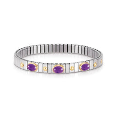 Nomination Armbander XTE SMALL Edelstahl und 18K-Gold und 3 Halbedelst, (002_AMETHYST)