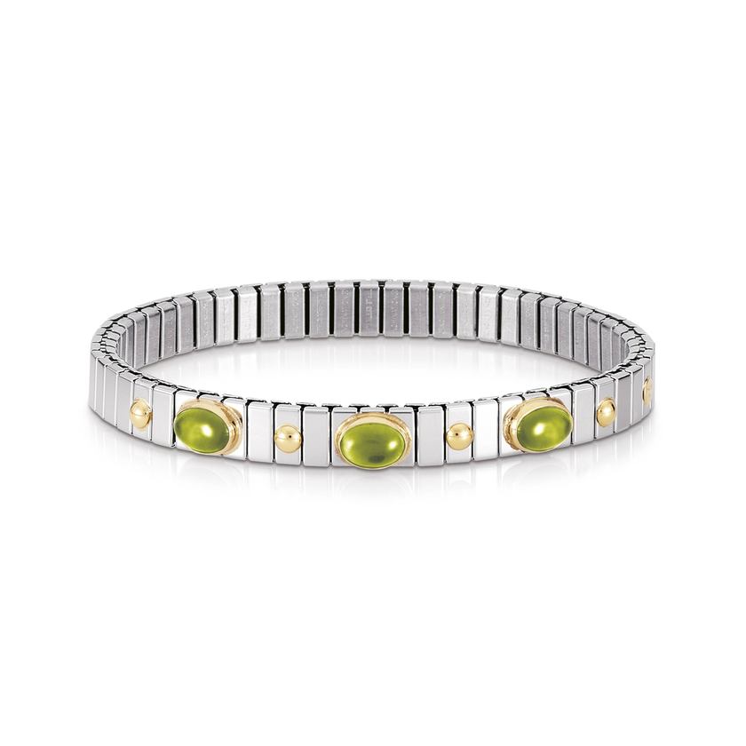 Nomination Armbander XTE SMALL Edelstahl und 18K-Gold und 3 Halbedelst, (005_PERIDOT)
