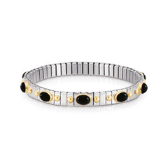 Nomination Armbander XTE SMALL Edelstahl und 18K-Gold mit zehn Edelsteinen (002_ACHAT SCHWARZ)