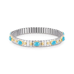 Nomination Armbander XTE SMALL Edelstahl und 18K-Gold mit zehn Edelsteinen (006_TURKIS)
