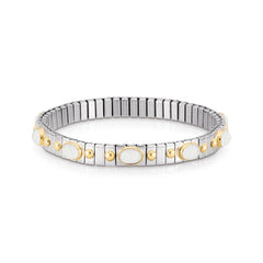 Nomination Armbander XTE SMALL Edelstahl und 18K-Gold mit zehn Edelsteinen (007_OPAL WEISS)