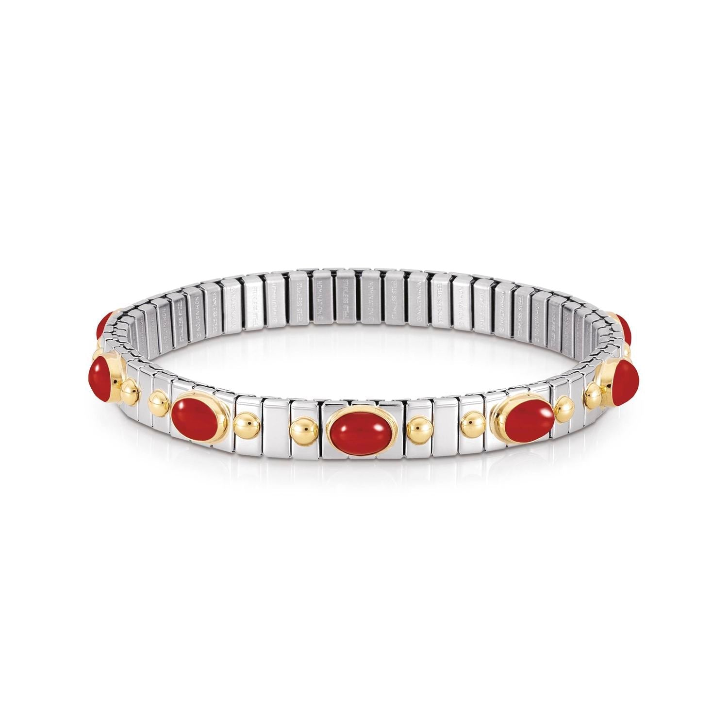 Nomination Armbander XTE SMALL Edelstahl und 18K-Gold mit zehn Edelsteinen (011_KORALLE)