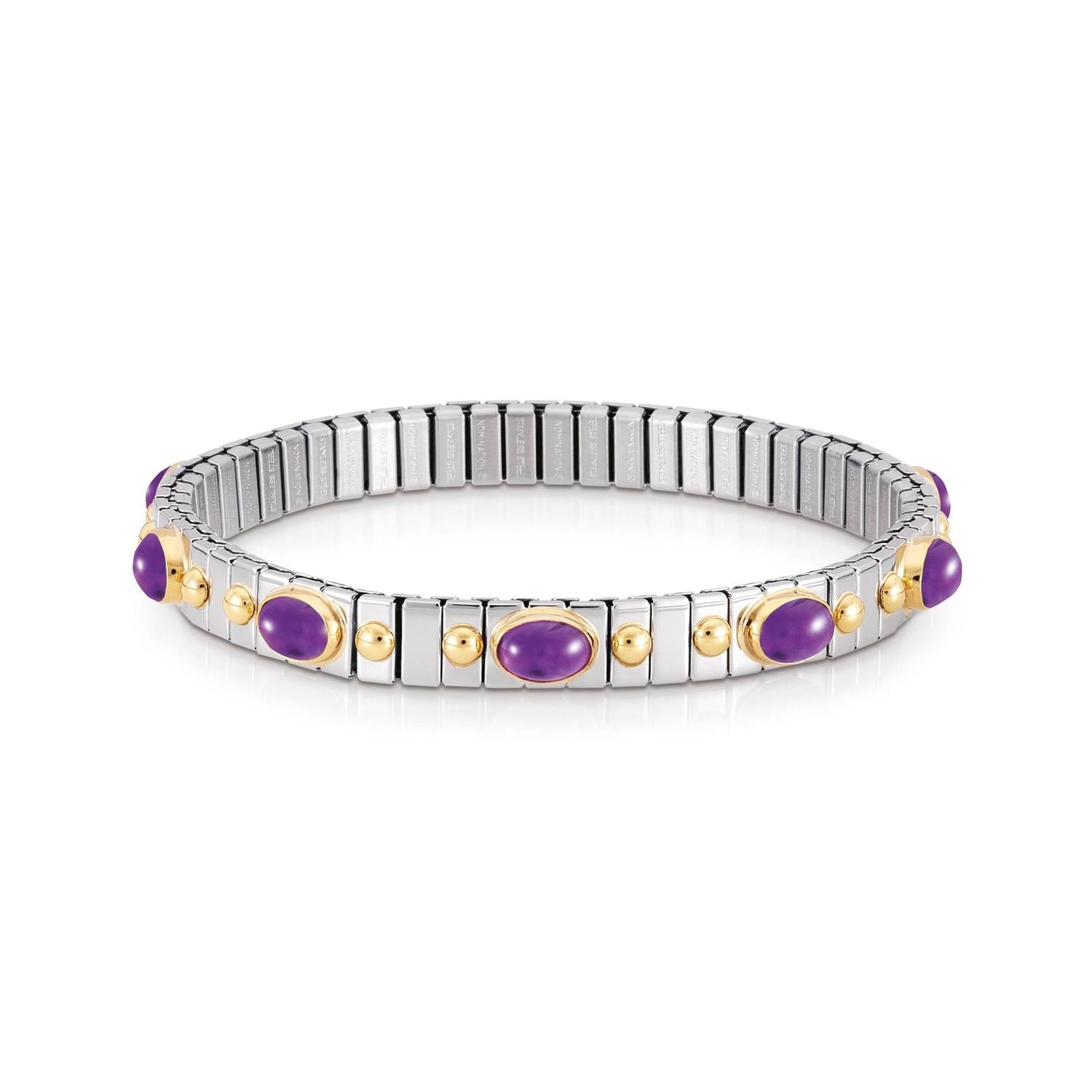 Nomination Armbander XTE SMALL Edelstahl, 18K-Gold und zehn Halbedelsteinen (002_AMETHYST)