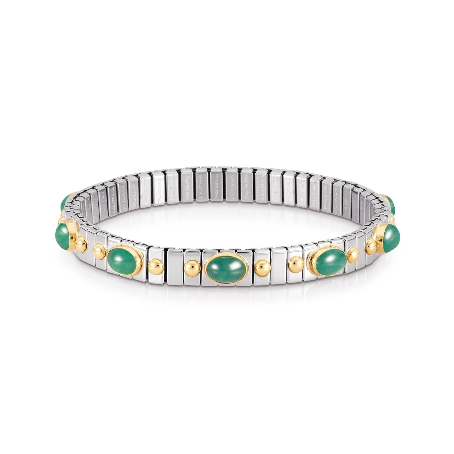Nomination Armbander XTE SMALL Edelstahl, 18K-Gold und zehn Halbedelsteinen (009_SMARAGD)