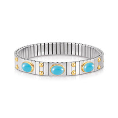 Nomination Armbander XTE MEDIUM Edelstahl und 18K-Gold mit 3 Edelsteinen (006_TURKIS)