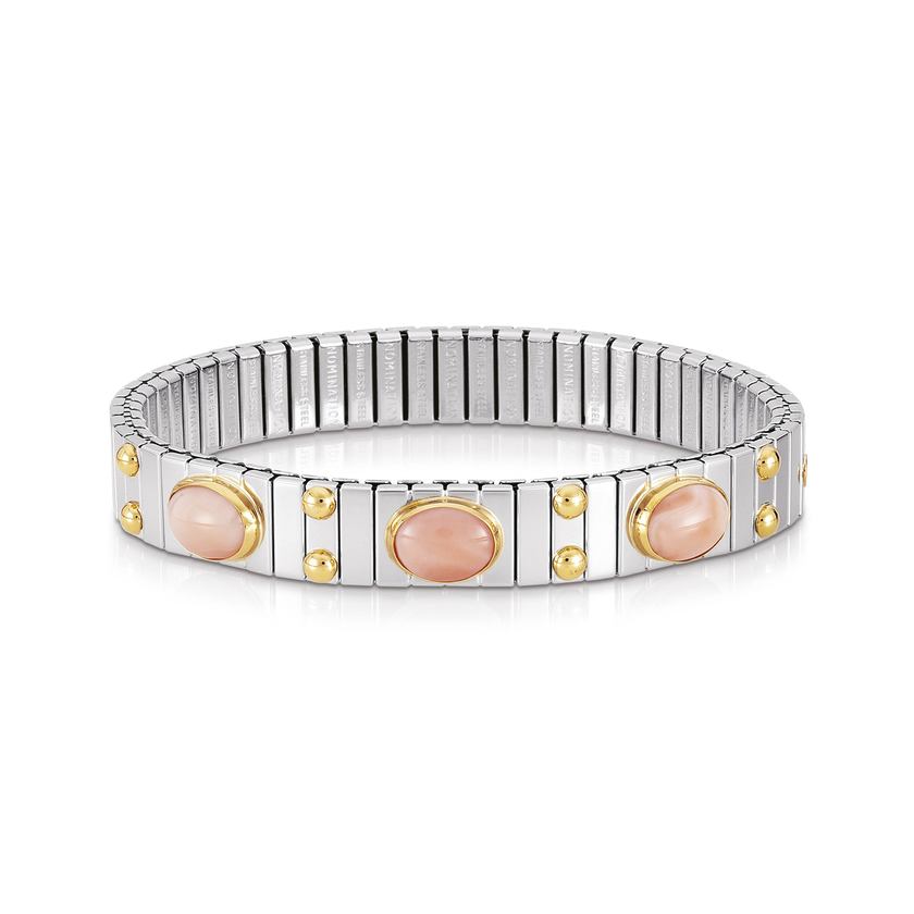 Nomination Armbander XTE MEDIUM Edelstahl und 18K-Gold mit 3 Edelsteinen (010_KORALLE ROSA)