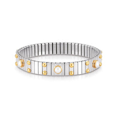 Nomination Armbander XTE MEDIUM Edelstahl und 18K-Gold mit 6 Edelsteinen (013_Weisse Perle)
