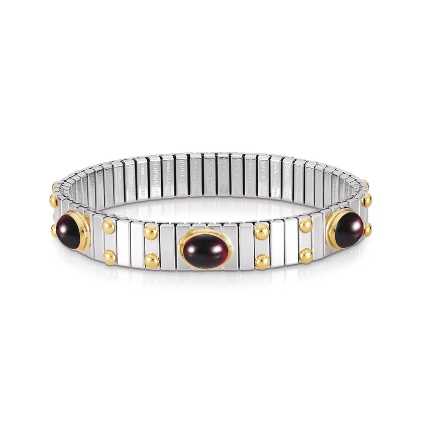 Nomination Armbander XTE MEDIUM Edelstahl und 18K-Gold mit 6 Halbedelsteinen (003_GRANAT)